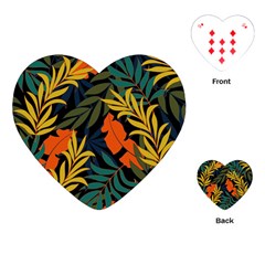 Fashionable Seamless Tropical Pattern With Bright Green Blue Plants Leaves Playing Cards Single Design (heart)