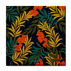 Fashionable Seamless Tropical Pattern With Bright Green Blue Plants Leaves Face Towel