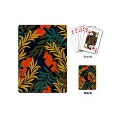 Fashionable Seamless Tropical Pattern With Bright Green Blue Plants Leaves Playing Cards Single Design (mini)