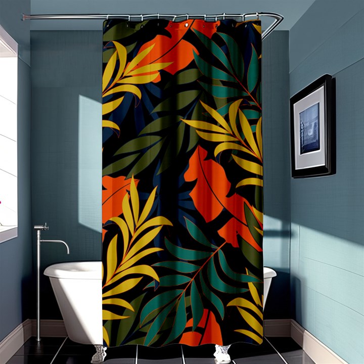 Fashionable Seamless Tropical Pattern With Bright Green Blue Plants Leaves Shower Curtain 36  x 72  (Stall) 