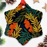 Fashionable Seamless Tropical Pattern With Bright Green Blue Plants Leaves Ornament (Snowflake) Front