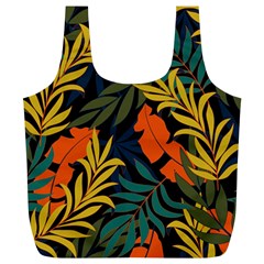 Fashionable Seamless Tropical Pattern With Bright Green Blue Plants Leaves Full Print Recycle Bag (xl) by Nexatart