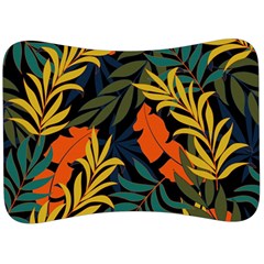 Fashionable Seamless Tropical Pattern With Bright Green Blue Plants Leaves Velour Seat Head Rest Cushion by Nexatart