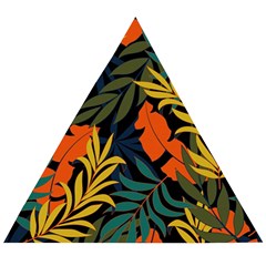 Fashionable Seamless Tropical Pattern With Bright Green Blue Plants Leaves Wooden Puzzle Triangle by Nexatart