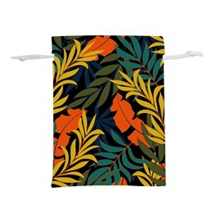 Fashionable Seamless Tropical Pattern With Bright Green Blue Plants Leaves Lightweight Drawstring Pouch (m) by Nexatart