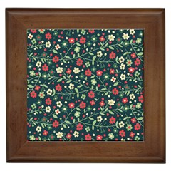 Flowering Branches Seamless Pattern Framed Tile by Nexatart