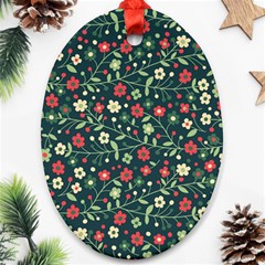 Flowering Branches Seamless Pattern Ornament (oval)