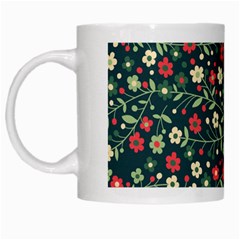 Flowering Branches Seamless Pattern White Mugs