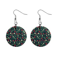 Flowering Branches Seamless Pattern Mini Button Earrings by Nexatart