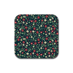 Flowering Branches Seamless Pattern Rubber Coaster (square)  by Nexatart