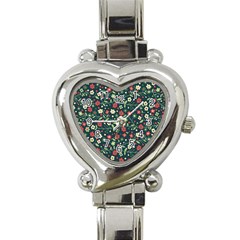 Flowering Branches Seamless Pattern Heart Italian Charm Watch