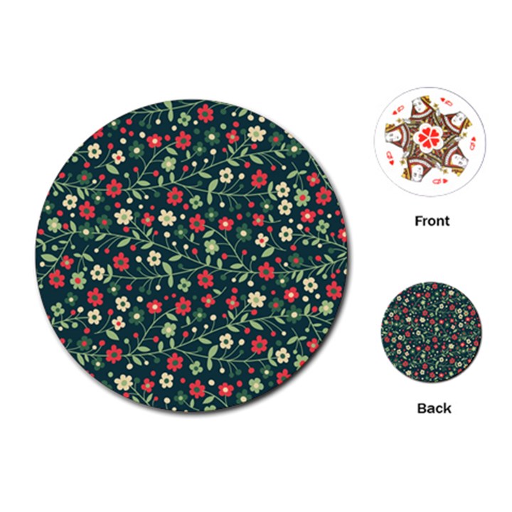 Flowering Branches Seamless Pattern Playing Cards Single Design (Round)