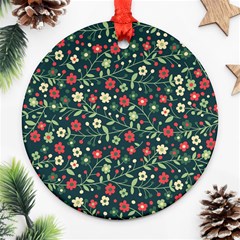 Flowering Branches Seamless Pattern Round Ornament (two Sides)