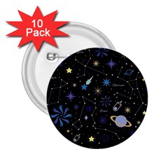 Starry Night  Space Constellations  Stars  Galaxy  Universe Graphic  Illustration 2 25  Buttons (10 Pack)  by Nexatart