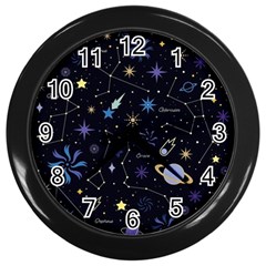 Starry Night  Space Constellations  Stars  Galaxy  Universe Graphic  Illustration Wall Clock (black) by Nexatart