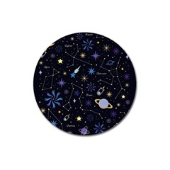 Starry Night  Space Constellations  Stars  Galaxy  Universe Graphic  Illustration Magnet 3  (round) by Nexatart