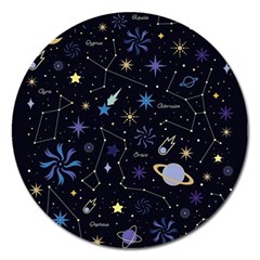 Starry Night  Space Constellations  Stars  Galaxy  Universe Graphic  Illustration Magnet 5  (round) by Nexatart