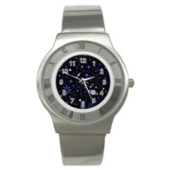 Starry Night  Space Constellations  Stars  Galaxy  Universe Graphic  Illustration Stainless Steel Watch by Nexatart