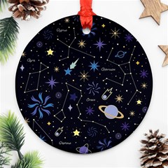 Starry Night  Space Constellations  Stars  Galaxy  Universe Graphic  Illustration Round Ornament (two Sides)