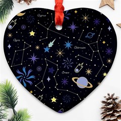 Starry Night  Space Constellations  Stars  Galaxy  Universe Graphic  Illustration Heart Ornament (two Sides)