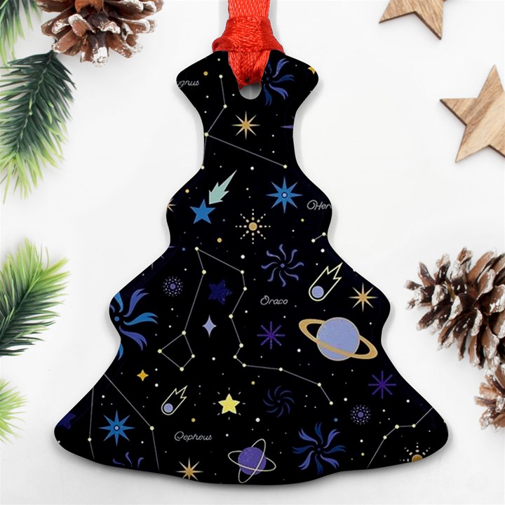 Starry Night  Space Constellations  Stars  Galaxy  Universe Graphic  Illustration Christmas Tree Ornament (Two Sides)