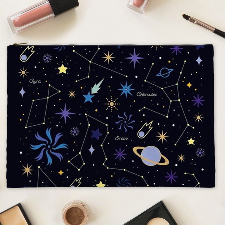 Starry Night  Space Constellations  Stars  Galaxy  Universe Graphic  Illustration Cosmetic Bag (XXL)