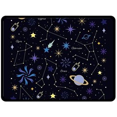 Starry Night  Space Constellations  Stars  Galaxy  Universe Graphic  Illustration Double Sided Fleece Blanket (large)  by Nexatart