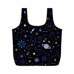 Starry Night  Space Constellations  Stars  Galaxy  Universe Graphic  Illustration Full Print Recycle Bag (m) by Nexatart