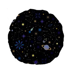 Starry Night  Space Constellations  Stars  Galaxy  Universe Graphic  Illustration Standard 15  Premium Flano Round Cushions by Nexatart