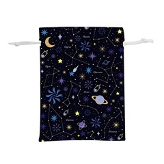 Starry Night  Space Constellations  Stars  Galaxy  Universe Graphic  Illustration Lightweight Drawstring Pouch (l) by Nexatart