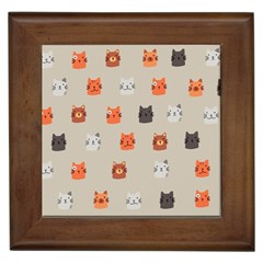 Cat Faces Pattern Framed Tile by Nexatart