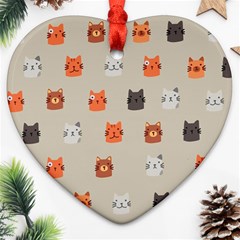 Cat Faces Pattern Ornament (heart) by Nexatart