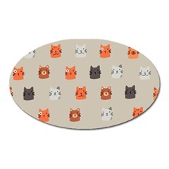 Cat Faces Pattern Oval Magnet by Nexatart