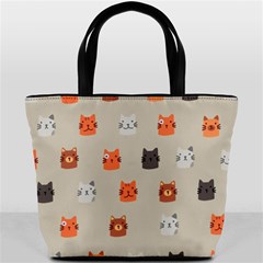 Cat Faces Pattern Bucket Bag by Nexatart