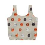 Cat Faces Pattern Full Print Recycle Bag (M) Front