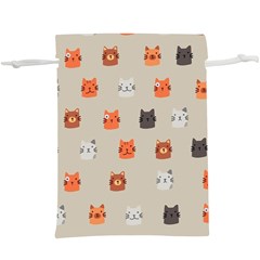 Cat Faces Pattern  Lightweight Drawstring Pouch (xl) by Nexatart