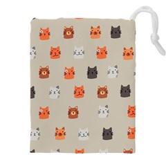 Cat Faces Pattern Drawstring Pouch (5xl)