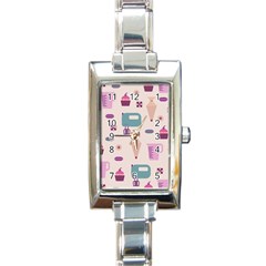 Seamless Bakery Vector Pattern Rectangle Italian Charm Watch