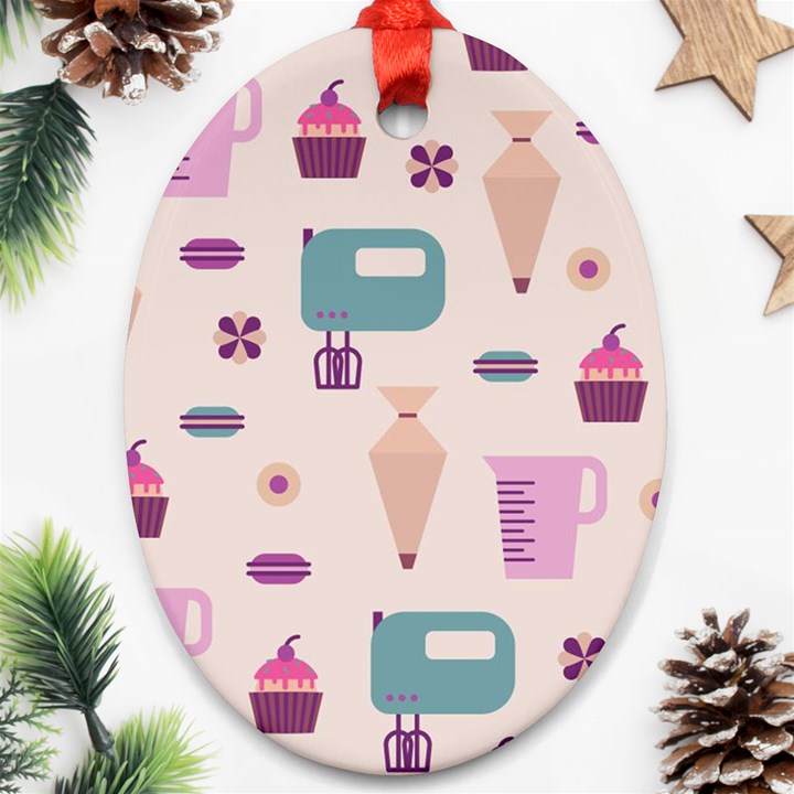 Seamless Bakery Vector Pattern Ornament (Oval)