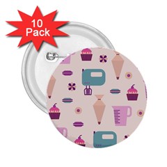 Seamless Bakery Vector Pattern 2.25  Buttons (10 pack) 