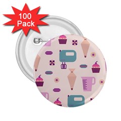 Seamless Bakery Vector Pattern 2.25  Buttons (100 pack) 