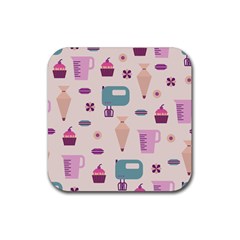 Seamless Bakery Vector Pattern Rubber Coaster (Square) 