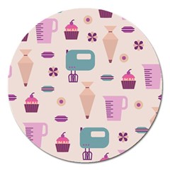 Seamless Bakery Vector Pattern Magnet 5  (round) by Nexatart