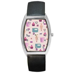 Seamless Bakery Vector Pattern Barrel Style Metal Watch