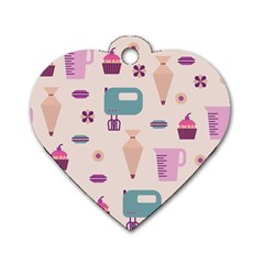 Seamless Bakery Vector Pattern Dog Tag Heart (One Side)