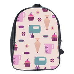 Seamless Bakery Vector Pattern School Bag (Large)