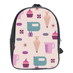 Seamless Bakery Vector Pattern School Bag (XL)