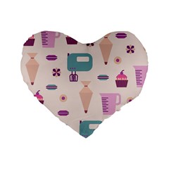 Seamless Bakery Vector Pattern Standard 16  Premium Heart Shape Cushions