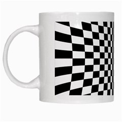 Illusion Checkerboard Black And White Pattern White Mugs