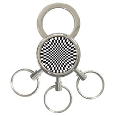 Illusion Checkerboard Black And White Pattern 3-ring Key Chain by Nexatart